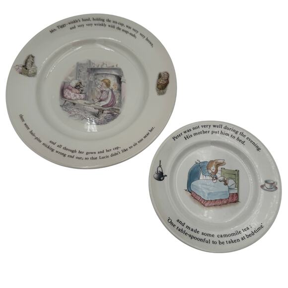 Wedgwood Mrs. Tiddy Winkle Dinner Plate and Peter Rabbit B&B Plate Bone China - Picture 1 of 12